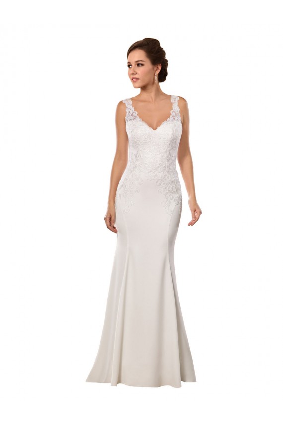 Lace & Stretch Crepe V-Neck Mermaid Ivory Sexy Wedding Dress Manchester