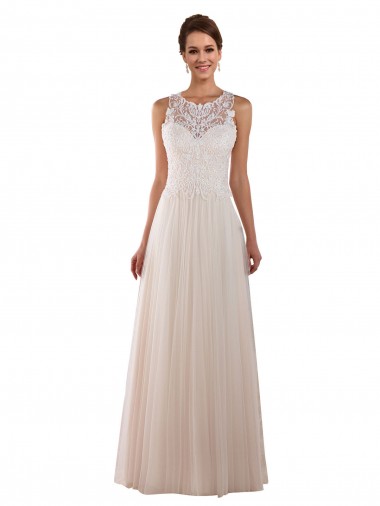 Tulle & Lace High Neck A-Line Ivory Boho Wedding Dress Manchester