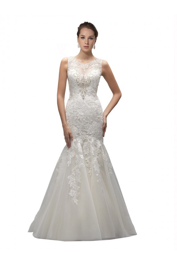 Tulle & Lace Illusion Neck Mermaid Ivory Wedding Dress Manchester