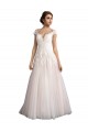 Tulle & Lace Illusion Neck A-Line Ivory & Champagne Beach Wedding Dress Manchester