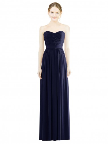 Soft Chiffon Strapless A-Line Dark Navy Formal Evening Gown / Bridesmaid Dress Manchester