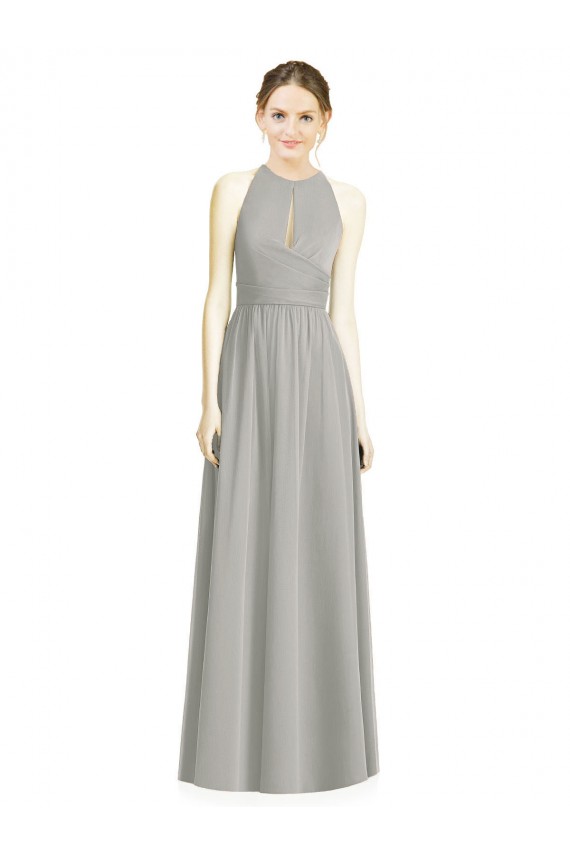 Chiffon Halter Neck A-Line Silver Bridesmaid Dress / Evening Dress Manchester