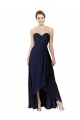 Soft Chiffon Sweetheart A-Line Dark Navy High Low Bridesmaid Dress Manchester