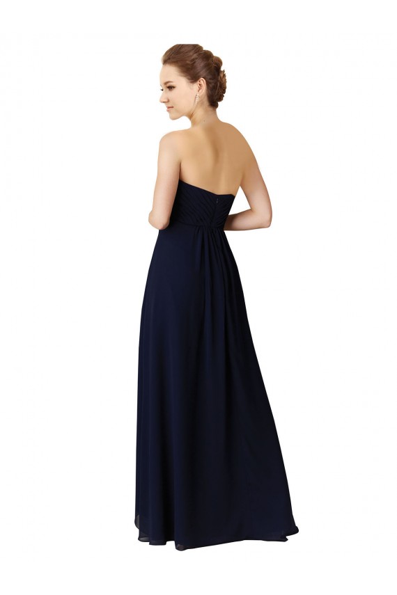 Soft Chiffon Sweetheart A-Line Dark Navy High Low Bridesmaid Dress Manchester