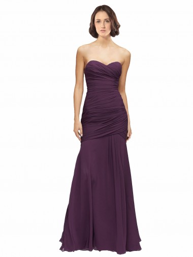 Soft Chiffon Sweetheart Mermaid Grape Bridesmaid Dress Manchester