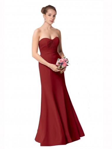 Soft Chiffon Sweetheart Mermaid Burgundy Bridesmaid Dress Manchester