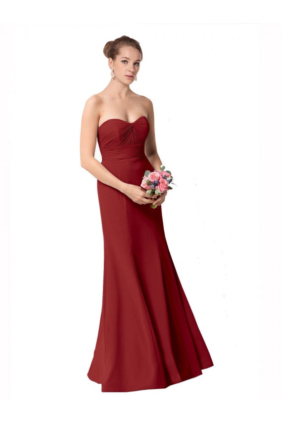 Soft Chiffon Sweetheart Mermaid Burgundy Bridesmaid Dress Manchester