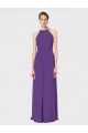 Soft Chiffon Halter Neck Open Back A-Line Plum Purple Bridesmaid Dress Manchester