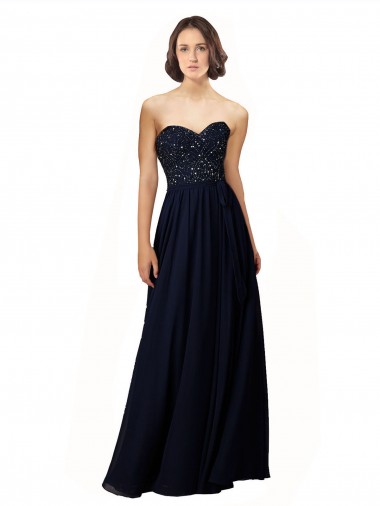 Soft Chiffon Sweetheart Sheath Dark Navy Bridesmaid Dress / Formal Dress Manchester