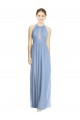 Chiffon Halter Neck A-Line Dusty Blue Wedding Party Dress Manchester