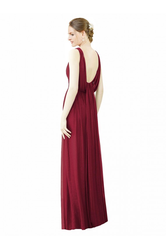 Soft Chiffon V-Neck V-Back A-Line Burgundy Bridesmaid Dress / Formal Dress Manchester