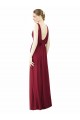 Soft Chiffon V-Neck V-Back A-Line Burgundy Bridesmaid Dress / Formal Dress Manchester