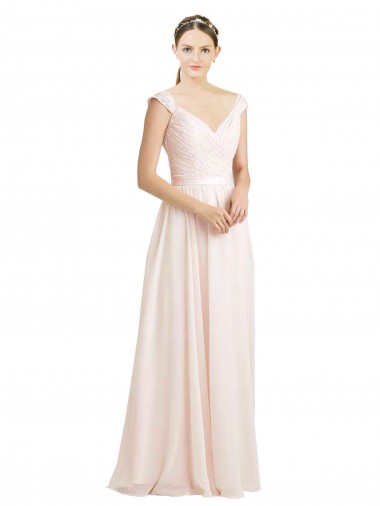 Soft Chiffon & Lace Sweetheart V-Back A-Line Cream Pink Bridesmaid Dress Manchester