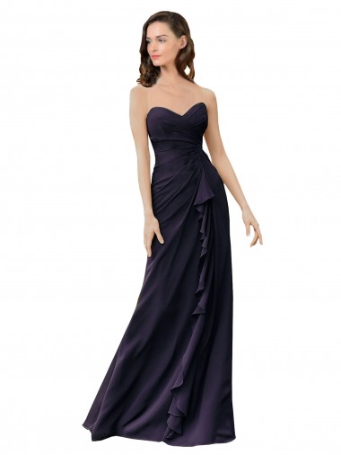 Soft Chiffon Sweetheart Sheath Dark Navy Bridesmaid Dress Manchester