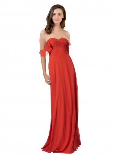 Soft Chiffon Strapless V-Back A-Line Red Bridesmaid Dress Manchester