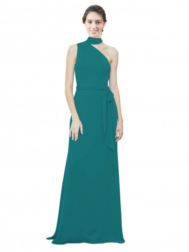 Soft Chiffon One Shoulder A-Line Hunter Bridesmaid Dress Manchester