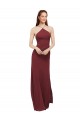 Soft Chiffon Halter Neck Open Back Sheath Burgundy Formal Dress / Bridesmaid Dress Manchester