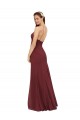 Soft Chiffon Halter Neck Open Back Sheath Burgundy Formal Dress / Bridesmaid Dress Manchester