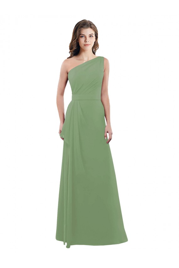 Soft Chiffon One Shoulder A-Line Seagrass Bridesmaid Dress Manchester