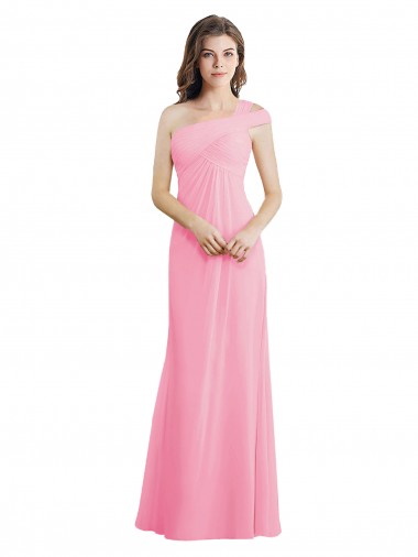 Chiffon One Shoulder A-Line Barely Pink Bridesmaid Dress Manchester