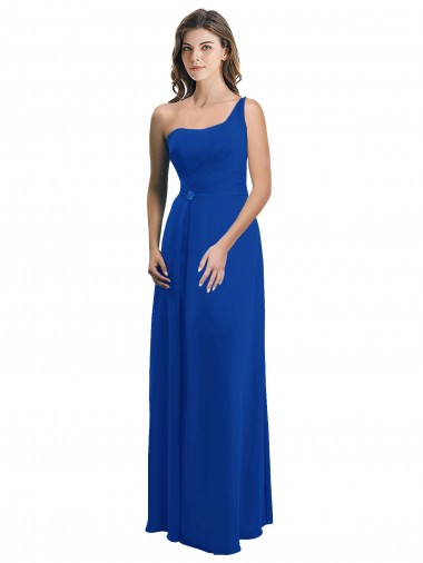 Soft Chiffon One Shoulder Low Back A-Line Royal Blue Bridesmaid Dress Manchester