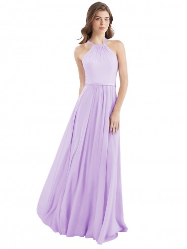 Chiffon Halter Neck A-Line Lilac Bridesmaid Dress / Evening Dress Manchester