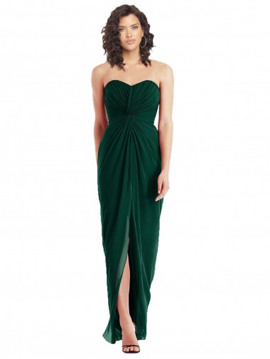 Soft Chiffon Strapless Low Back A-Line Ever Green Bridesmaid Dress Manchester