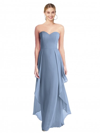 Chiffon Strapless A-Line Dusty Blue Formal Dress / Bridesmaid Dress Manchester