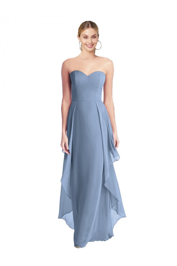 Chiffon Strapless A-Line Dusty Blue Formal Dress / Bridesmaid Dress Manchester