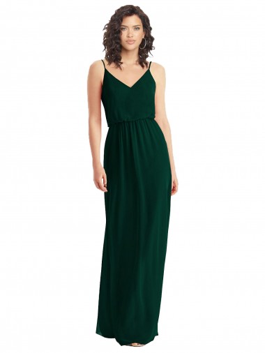 Soft Chiffon V-Neck Low Back A-Line Ever Green Semi Formal Evening Dress / Bridesmaid Dress Manchester