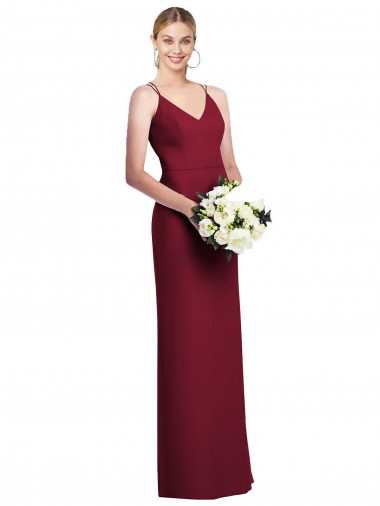 Soft Chiffon V-Neck A-Line Burgundy Formal Dress / Bridesmaid Dress Manchester