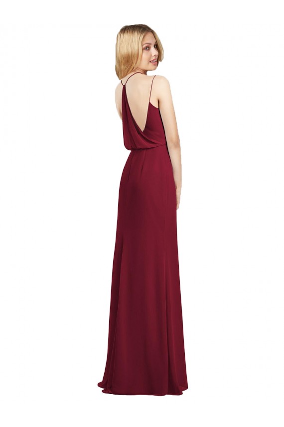 Soft Chiffon V-Neck A-Line Burgundy Formal Dress / Bridesmaid Dress Manchester