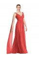 Soft Chiffon V-Neck Low Back A-Line Firecracker Bridesmaid Dress Manchester