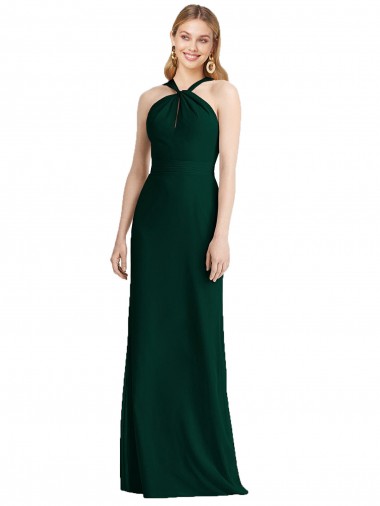 Soft Chiffon Halter Neck Trumpet Ever Green Bridesmaid Dress Manchester