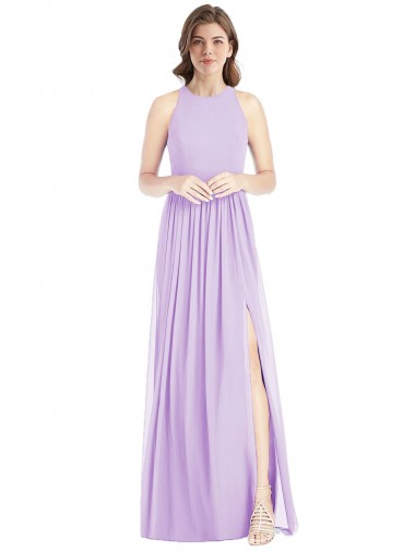 Soft Chiffon Halter Neck A-Line Lilac Bridesmaid Dress Manchester