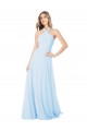 Chiffon High Neck A-Line Light Sky Blue Bridesmaid Dress / Evening Gowns Manchester