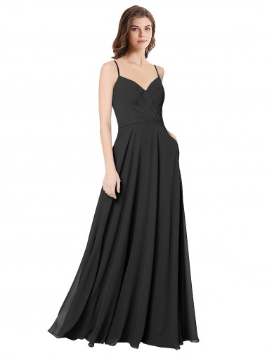 Chiffon Sweetheart Open Back A-Line Black Formal Dress / Bridesmaid Dress Manchester