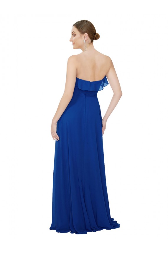 Soft Chiffon Strapless A-Line Royal Blue Bridesmaid Dress Manchester