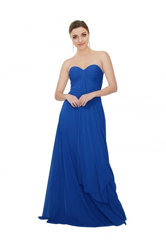 Chiffon Strapless Keyhole Back A-Line Royal Blue Bridesmaid Dress / Evening Dress Manchester