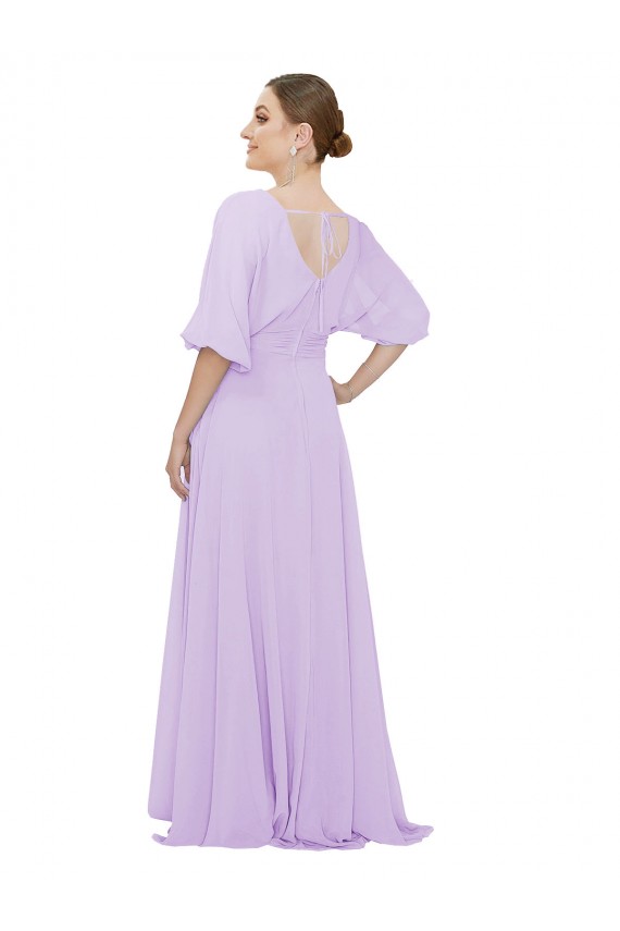 Lxue Chiffon V-Neck Low Back A-Line Lilac Bridesmaid Dress Manchester