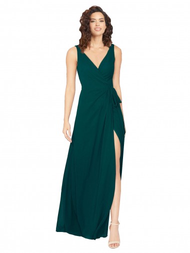 Chiffon V-Neck V-Back A-Line Hunter Evening Gowns / Bridesmaid Dresses Manchester