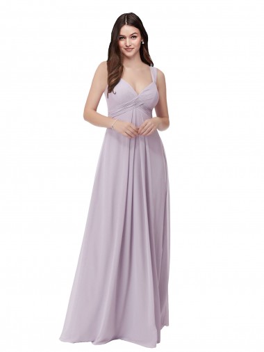 Soft Chiffon V-Neck Low Back A-Line Pink Glow Bridesmaid Dress Manchester