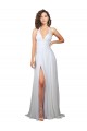 Soft Chiffon V-Neck Low Back A-Line White Semi Formal Evening Dress / Bridesmaid Dress Manchester