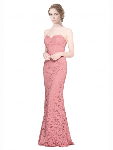 Lace Strapless Mermaid Salmon Formal Dress / Bridesmaid Dress Manchester