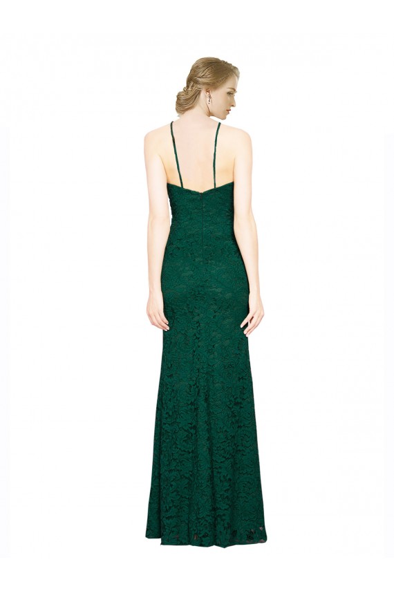 Lace High Neck Low Back Mermaid Dark Green Prom Dress / Bridesmaid Dress Manchester