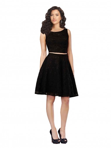 Lace Jewel Neck A-Line Black Bridesmaid Dress Manchester