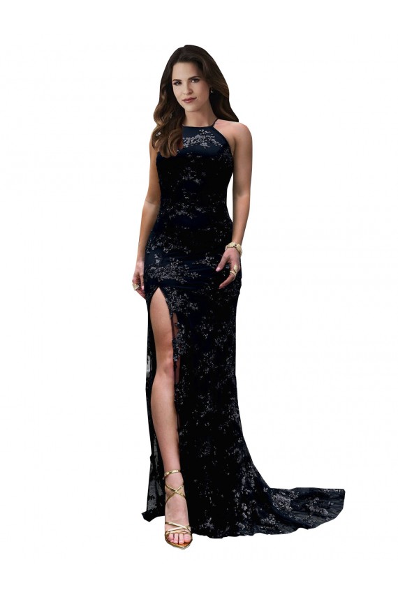 Lace High Neck Open Back Mermaid Black Black Tie Evening Gown / Prom Dress / Bridesmaid Dress Manchester