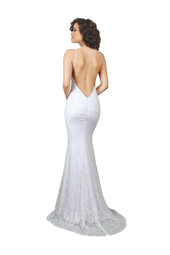 Lace High Neck Open Back Mermaid White Wedding Dress Manchester