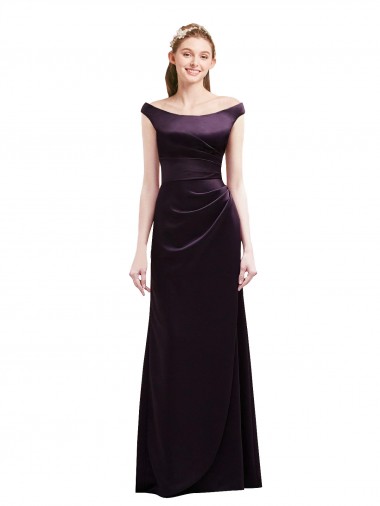 Satin Off the Shoulder A-Line Grape Bridesmaid Dress Manchester