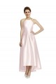 Satin Halter Neck Open Back A-Line Pink High Low Bridesmaid Dress Manchester